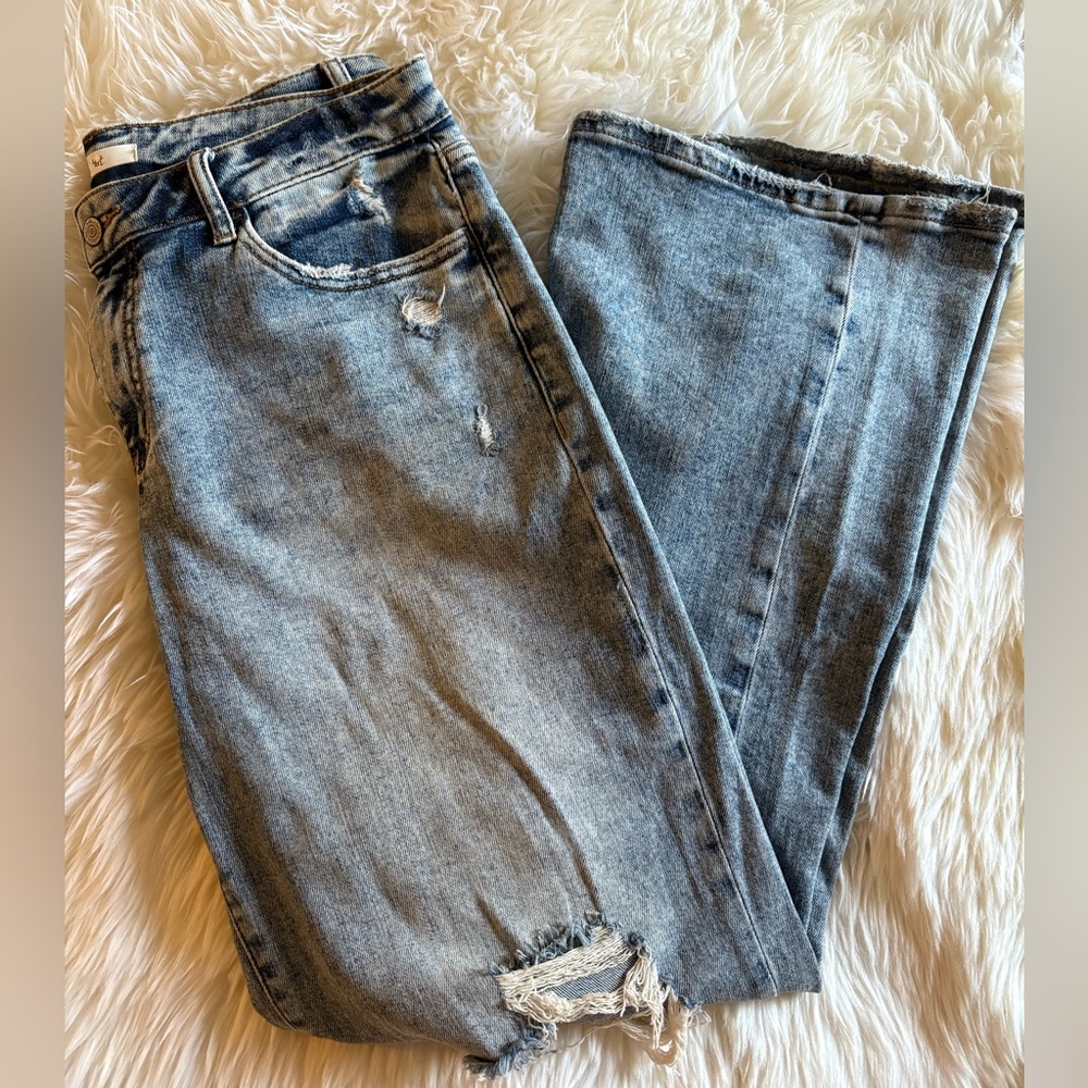 Willow & Root Distressed Wide Leg Jeans